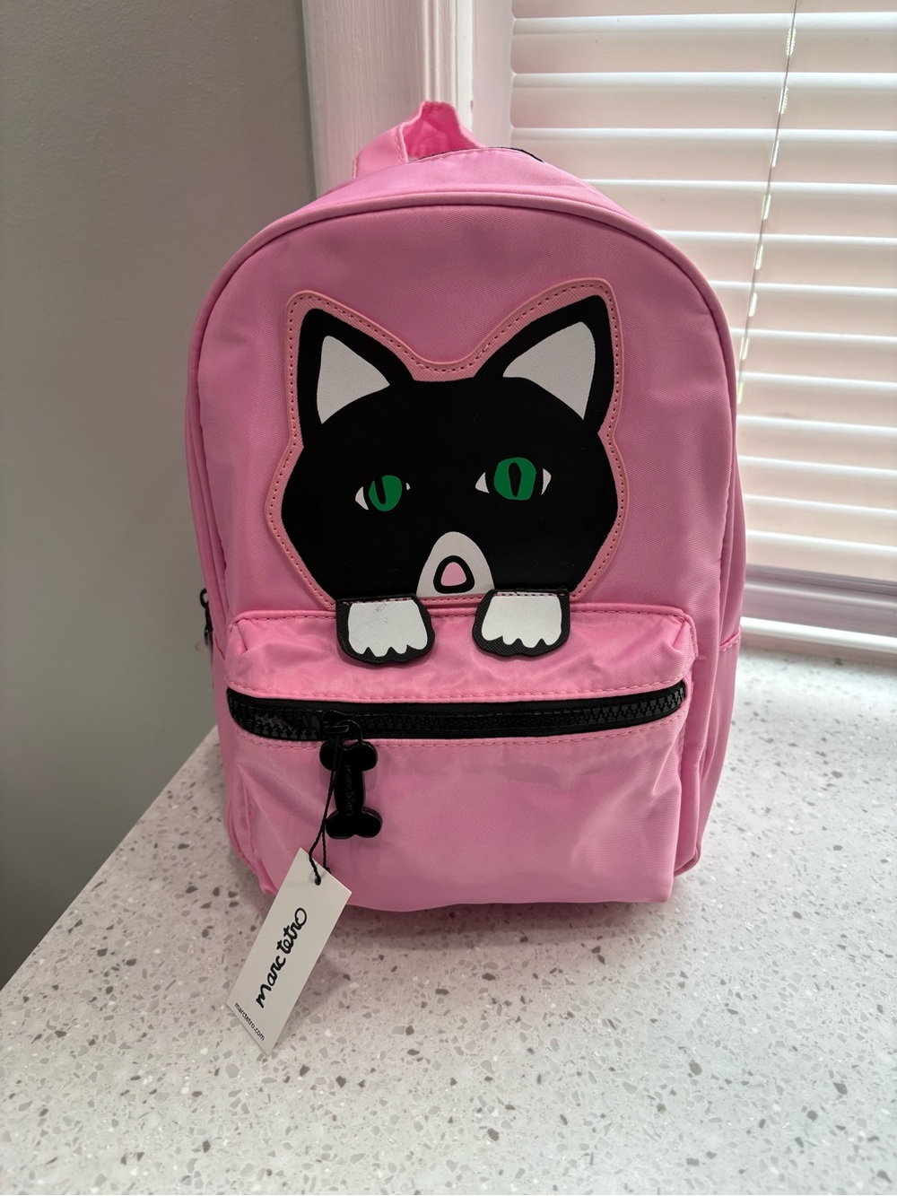 NWT Marc Tetro Mini Nylon Backpack Tuxedo Cat on Pink